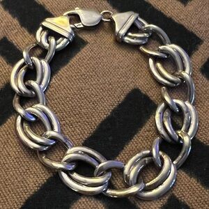 Vintage Rare Sterling Silver Large Link Charm Bracelet